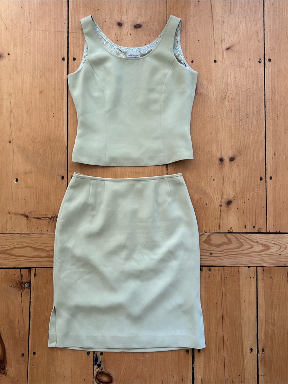 Vintage Light Sage Green Two-Piece Dress Set